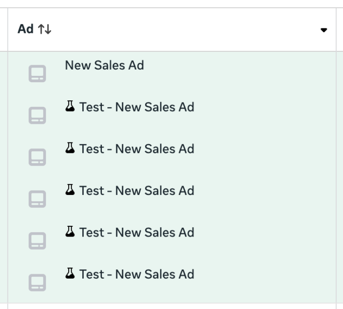 Creative Testing Feature